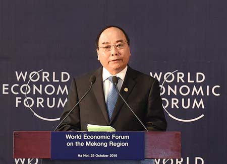 Thủ tướng Nguyễn Xuân Phúc phát biểu khai mạc Diễn đàn kinh tế thế giới về khu vực Mê Công.